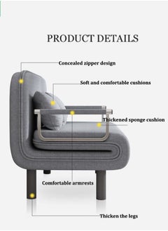 Aissiora Folding Sofa Bed, 2 In 1 Sleeper Chair Bed, Iron sofa bed, Telescopic sofa, Seat cover can be disassembled and washed, For Apartment/Bedroom/Office,Single(Grey)  - Image 3