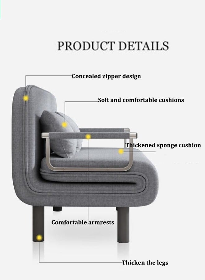 Aissiora Folding Sofa Bed, 2 In 1 Sleeper Chair Bed, Iron sofa bed, Telescopic sofa, Seat cover can be disassembled and washed, For Apartment/Bedroom/Office,Single(Grey) - Image 3