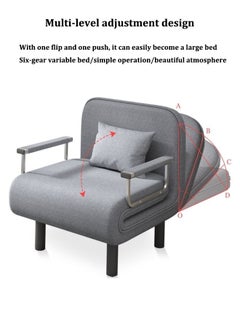 Aissiora Folding Sofa Bed, 2 In 1 Sleeper Chair Bed, Iron sofa bed, Telescopic sofa, Seat cover can be disassembled and washed, For Apartment/Bedroom/Office,Single(Grey)  - Image 4