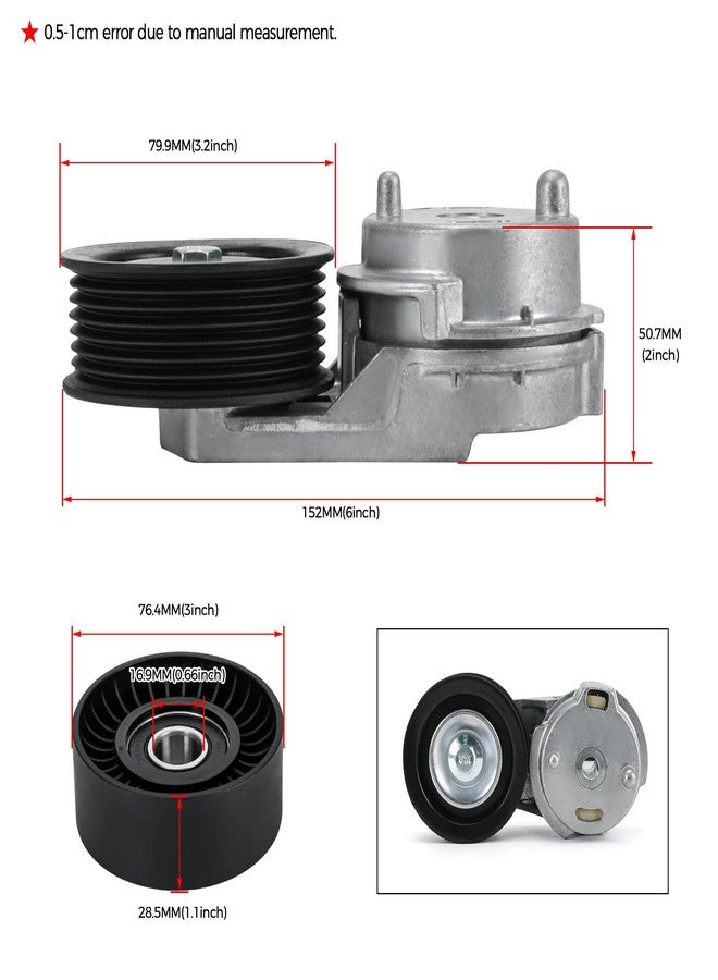 FQRANBO 38382 Drive Belt Tensioner Pulley and Serpentine Belt Assembly Kit Fit for Dodge Ram 1500/2500/3500 5.7L V8 2003-2008 Replace # 53032130AA 53032130AC 38058 7PK2570 - Image 2