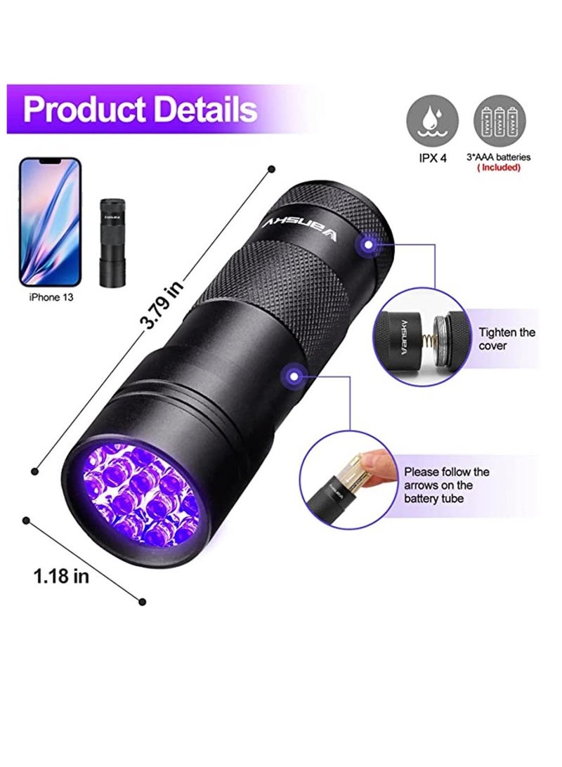 Black Light UV Flashlight Blacklight 12 LED Urine Detector for Dog/Cat/Pet Urine  Dry Stains and Bed Bug On Carpets/Rugs/Floor,Matching with Pet Odor Eliminator - Image 2