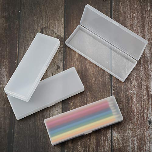 Chinco 4 Pieces Plastic Pencil Case Plastic Stationery Case with Hinged Lid and Snap Closure for Pencils Pens Drill Bits Office Supplies White - Image 1