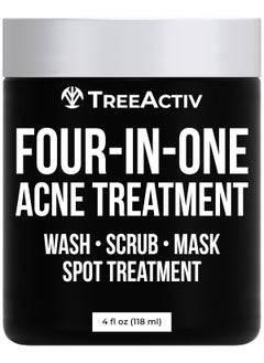 TreeActiv TreeActiv FourinOne Acne Treatment  Wash Scrub Mask and Spot Treatment  Heals Rosacea  Exfoliating Sugar  Face or Body  Natural Sulfur Clear Skin Cleanser  Bentonite 4 Ounce 