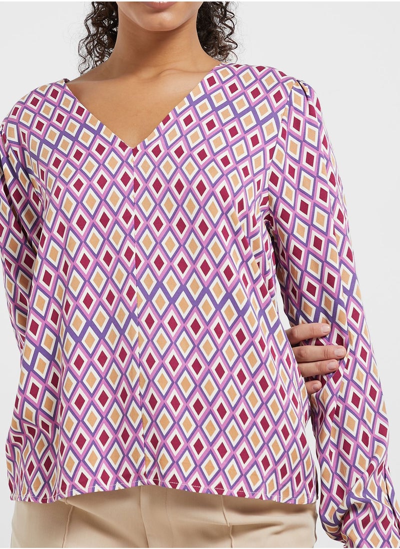 ONLY - Printed V-Neck Top - Image 1
