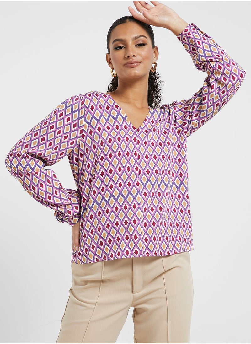 ONLY - Printed V-Neck Top - Image 1