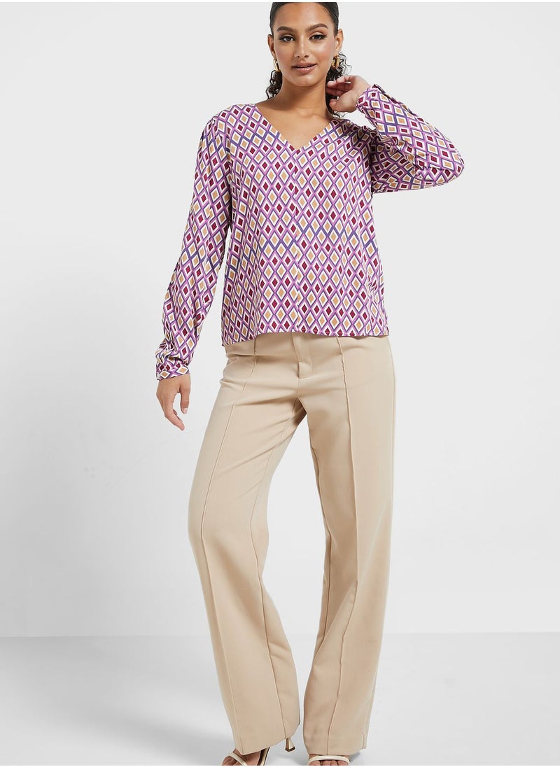 ONLY - Printed V-Neck Top - Image 1