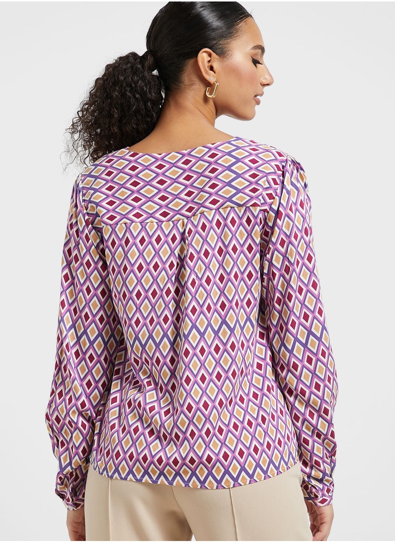 ONLY - Printed V-Neck Top - Image 1