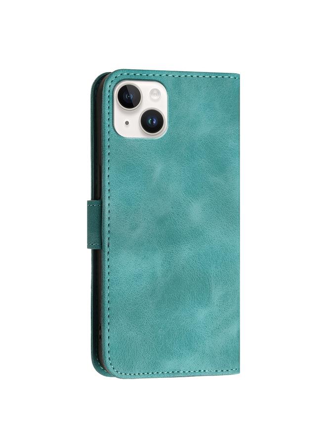 اس-توب جراب هاتف iPhone 15 Plus YX0080 من الجلد القابل للطي بنمط شبكي منقوش على شكل فراشة مع حبل - Image 3