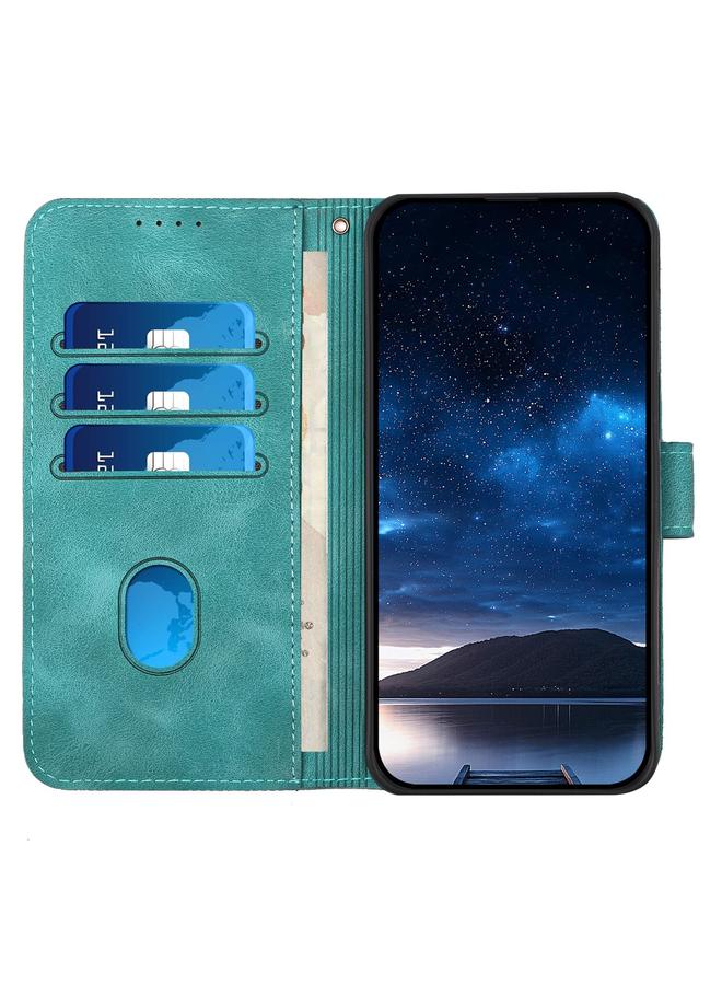 اس-توب جراب هاتف iPhone 15 Plus YX0080 من الجلد القابل للطي بنمط شبكي منقوش على شكل فراشة مع حبل - Image 4