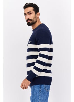 Esprit x Rest and Recreation Men Crew Neck Embroidered Logo Sweater, Navy  - Image 2