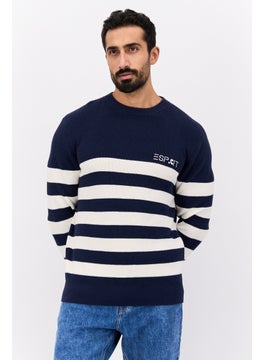 Esprit x Rest and Recreation Men Crew Neck Embroidered Logo Sweater, Navy  - Image 1