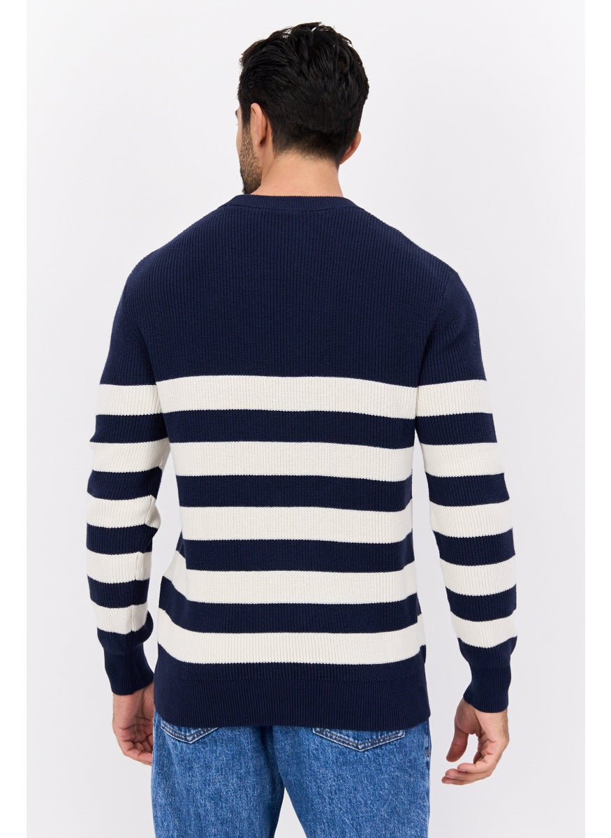 Esprit x Rest and Recreation Men Crew Neck Embroidered Logo Sweater, Navy  - Image 3