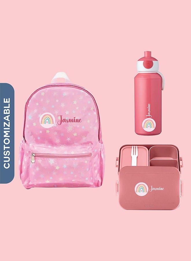 Share the Love 3-Piece School Bag Bundle - Personalised Backpack with Water Bottle and Lunch Box - Image 1
