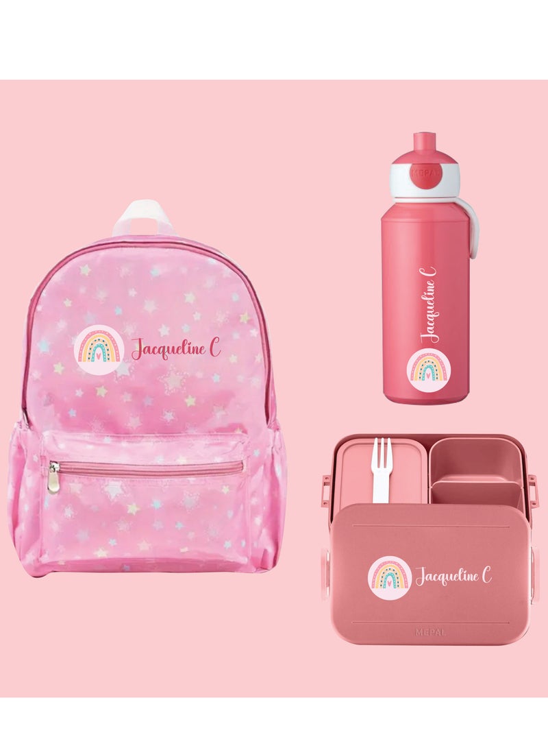 Share the Love 3-Piece School Bag Bundle - Personalised Backpack with Water Bottle and Lunch Box - Image 3