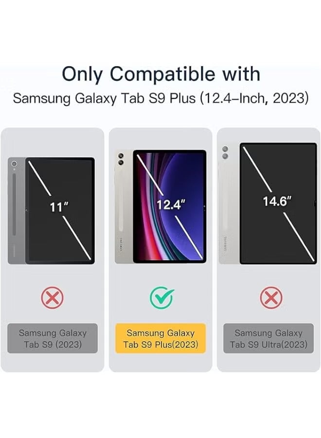 بروماس متوافق مع حافظة سامسونج جالاكسي تاب S9 بلس مقاس 12.4 بوصة 2023، مقاوم للسقوط والصدمات من مادة البولي كربونات + مادة واقية من البولي يوريثان، غطاء بمسند ثلاثي الطي رفيع للغاية، - Image 2