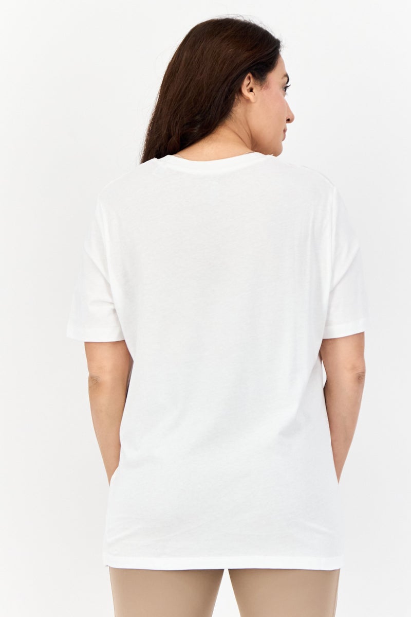 Reebok Women Sportswear Fit Short Sleeves Outdoor T-Shirt, White  - Image 2