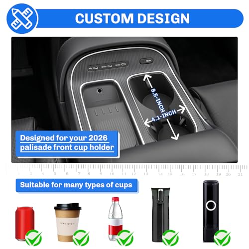 SXCY for 2026 Hyundai Palisade Accessories [7-Seat Version Double Side Armrests Only] Cup Holder Insert Silicone Cup Holder Limiter 2026 Palisade Drink Holder Adapter Non-Slip Drink Stopper Stabilizer - Image 5