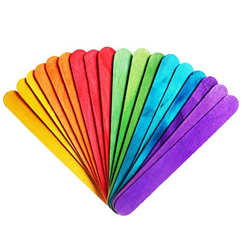 PAXCOO 100 Pcs 6” Colored Jumbo Wood Craft Sticks - Image 1
