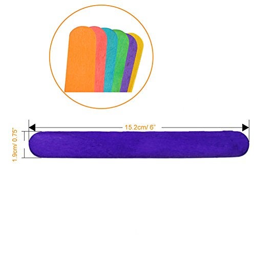 PAXCOO 100 Pcs 6” Colored Jumbo Wood Craft Sticks - Image 4