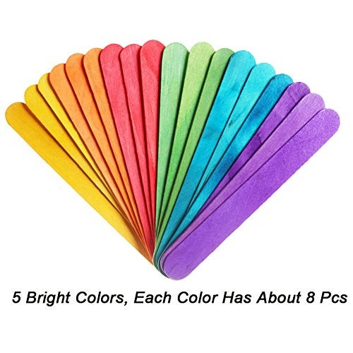 PAXCOO 100 Pcs 6” Colored Jumbo Wood Craft Sticks - Image 2