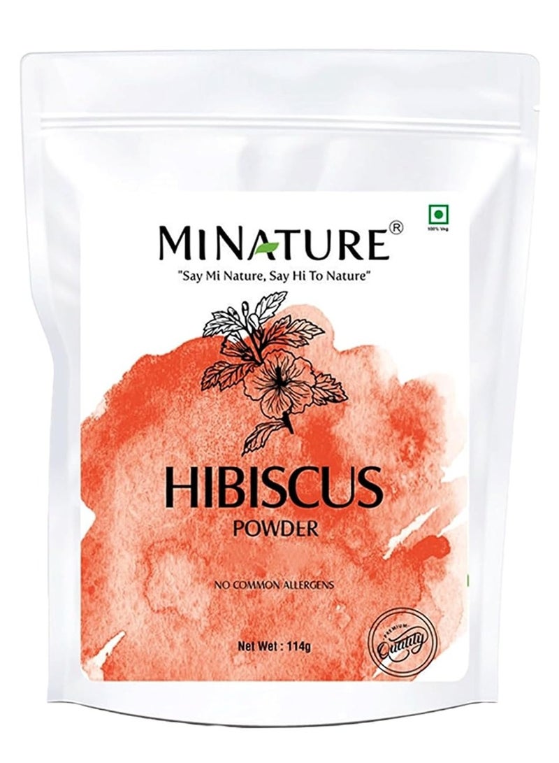mi nature Organic Hibiscus Powder Resealable Zip Lock Pouch for Hair Skin and Women's Health 114g - Image 1