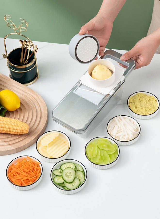 Hanayo Vegetable Chopper Multifunctional Vegetable Food Chopper with 6 Blades Kitchen Food Slicer with Transparent Container and Hand Guard Versatile Vegetable Cutter for Kitchen(Green) - Image 4