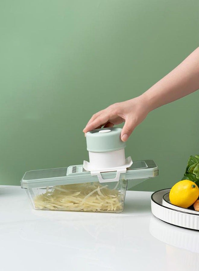 Hanayo Vegetable Chopper Multifunctional Vegetable Food Chopper with 6 Blades Kitchen Food Slicer with Transparent Container and Hand Guard Versatile Vegetable Cutter for Kitchen(Green) - Image 5