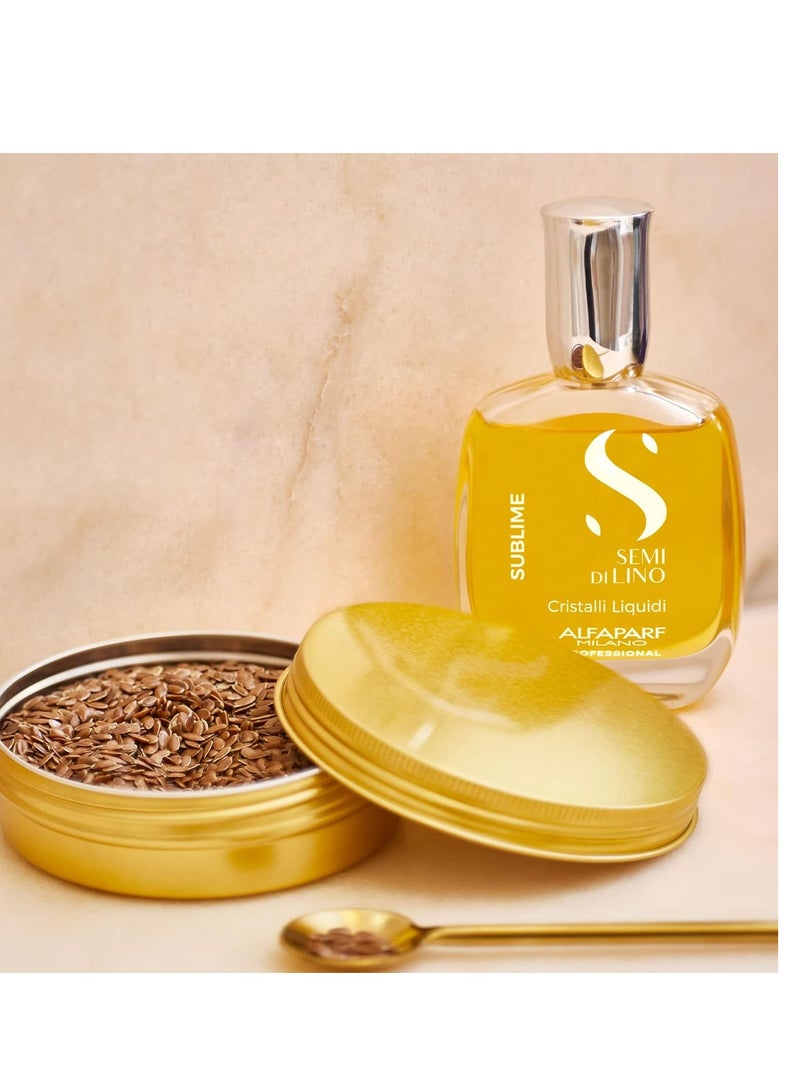 ALFAPARF Milano Semi di Lino Sublime Cristalli Liquidi Hair Oil Serum with Thermal Protection - Anti Frizz Hair Serum & Smoothing Heat Protectant Spray with Vitamin E for Frizzy Hair (0.51 oz / 15 ml) - Image 5