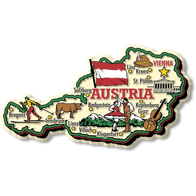 Austria Jumbo Country Map Magnet by Classic Magnets 3D Rubber VintageStyle Collectible Souvenirs and Gifts Made in The USA
