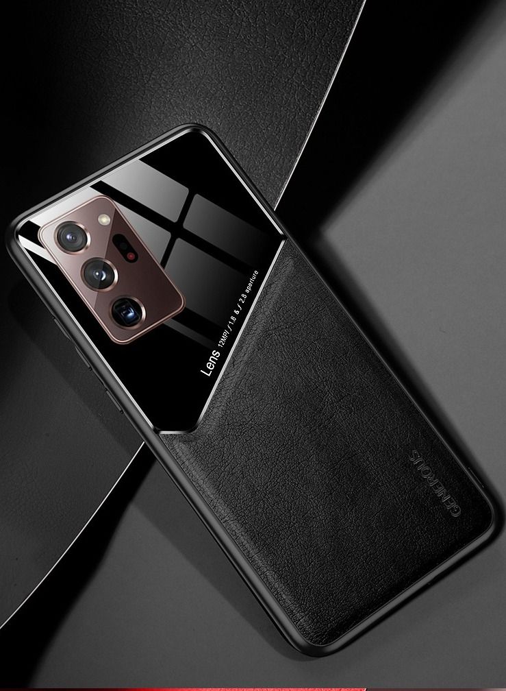 Case Leather Texture Car Magnetic Phone Cover For Samsung Galaxy Note 20 Ultra _Black  - Image 1