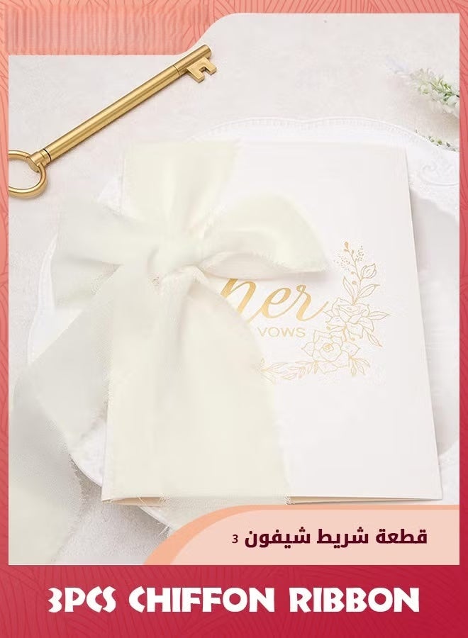3 لفة الشريط الحريري الشيفون ، 3.8 سم × 5.5 ياردة (5 متر) مجموعة الشريط الشيفون الهامشي اليدوي الصنع ، الشريط الحافة المكسورة لدعوات الزفاف ، تغليف الهدايا ، لف باقة العراس ، الديكور ، DIY الحرف الكريم الأبيض - Image 5