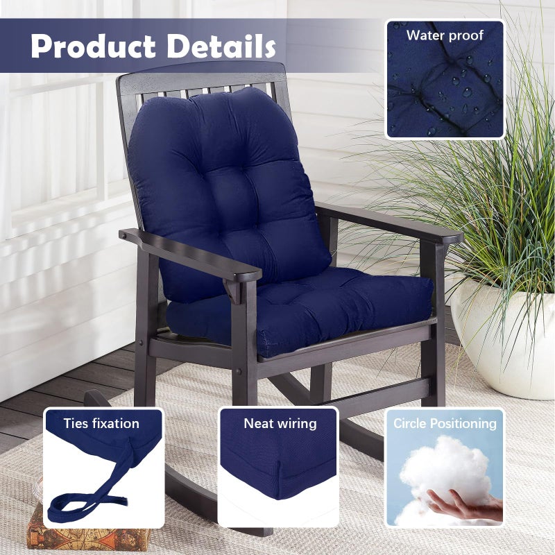 Eoieov Waterproof Patio Chair Cushions Set of 2 Burgundy Outdoor Rocking Chair Cushion Non-Slip Dining Chair Pads for Garden Furniture - Image 4
