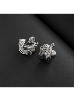 نيبمينينت European And American Niche Pleated Texture Irregular Exaggerated Earrings Female Non-pierced Mosquito Coil Ear Clip Temperament 
