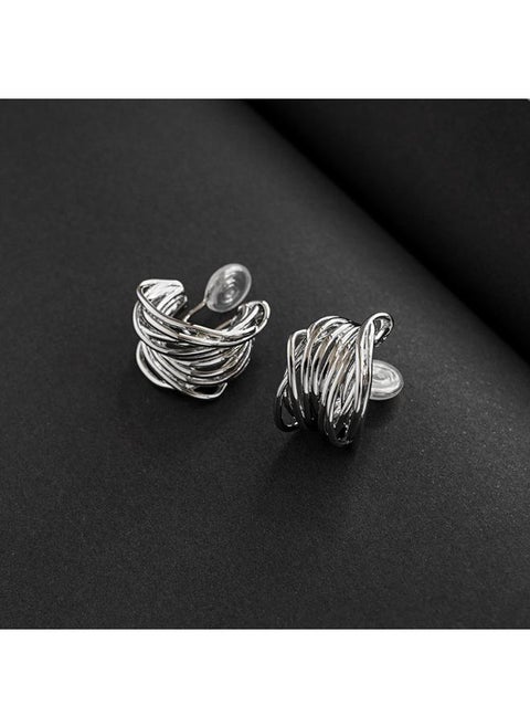 European And American Niche Pleated Texture Irregular Exaggerated Earrings Female Non-pierced Mosquito Coil Ear Clip Temperament
