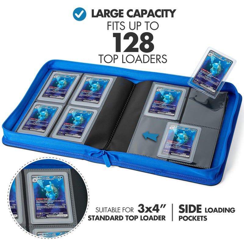 FunGuys Toploader Binder Trading Card Binder Storage 128 4 جيب علوي محمل بوكيمون بيندر مجموعة بطاقات Yugioh MTG TCG مجلدات بطاقات التداول - Image 2
