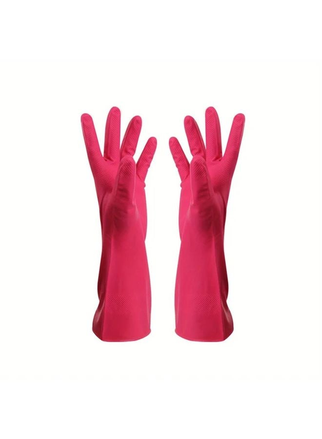 Red Household Cleaning Gloves Reusable Dish Washing Latex Gloves 12.2 Inch - Image 1