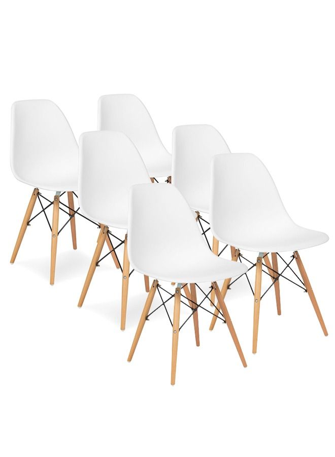 Taimi 6-Piece Office Chair with Wood Legs White 70x40x40cm  - Image 1