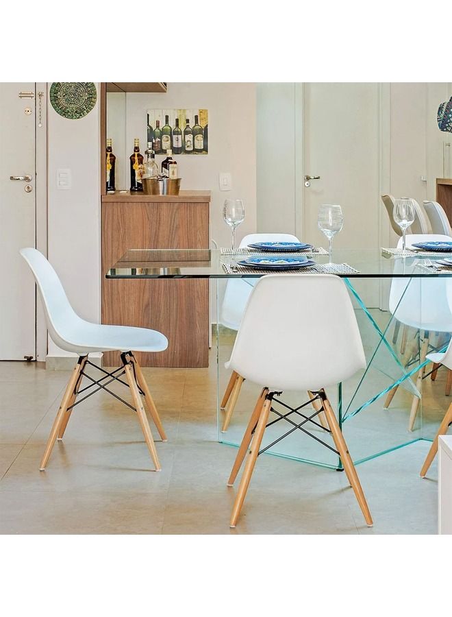 Taimi 6-Piece Office Chair with Wood Legs White 70x40x40cm  - Image 2