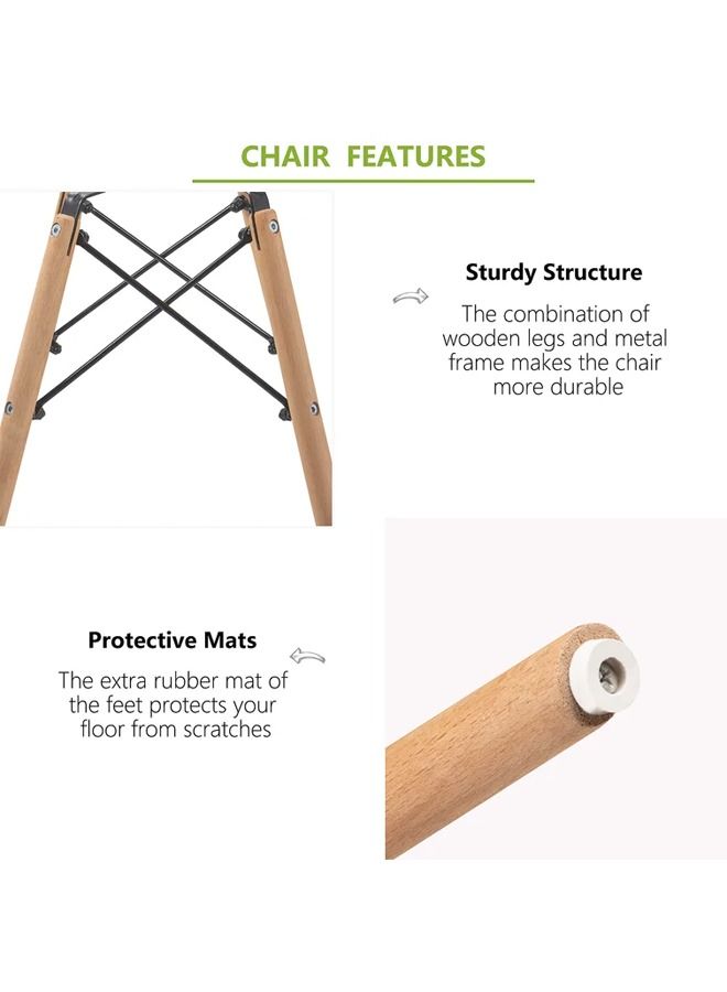Taimi 6-Piece Office Chair with Wood Legs White 70x40x40cm  - Image 5