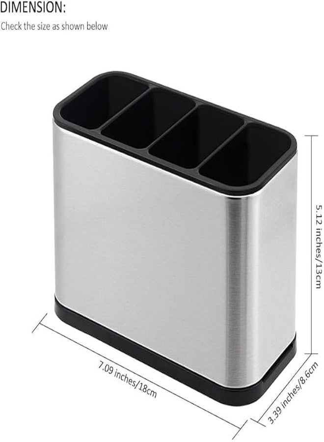 JELLEX Silverware Caddy Utensil Caddy Spoon Holder with 4 Divided Compartments, Sturdy Stainless Steel, Rust Proof - Image 2