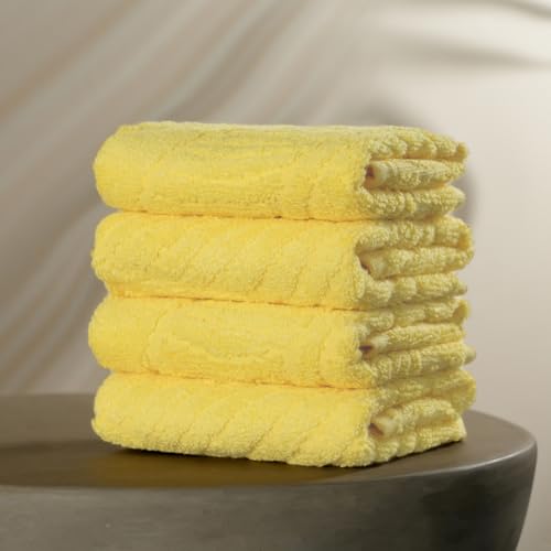 MUSA Banana Face Towels | 400 GSM | Terry Face Towel Set of 4 with Free Bag | Super Soft & Ultra Absorbent Towels for Facewash | Face Towel for Women, Men (Golden Sunshine) - Image 1