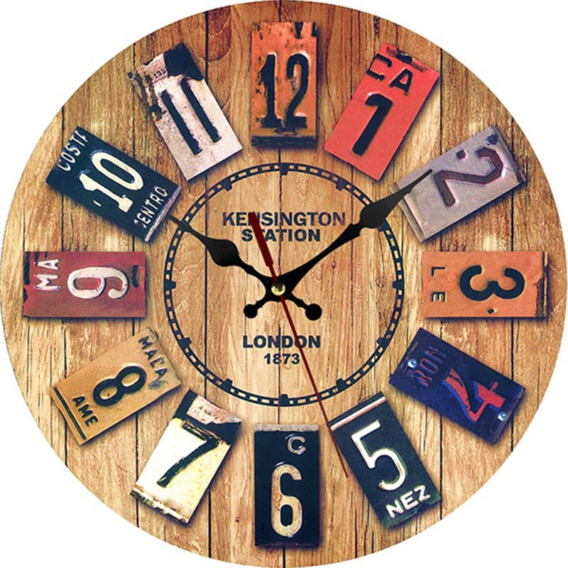 Selling Clocks, European-Style Creative Wooden Wall-Mounted Clocks, Living Room And Bedroom Decoration, Round Shape - Image 2