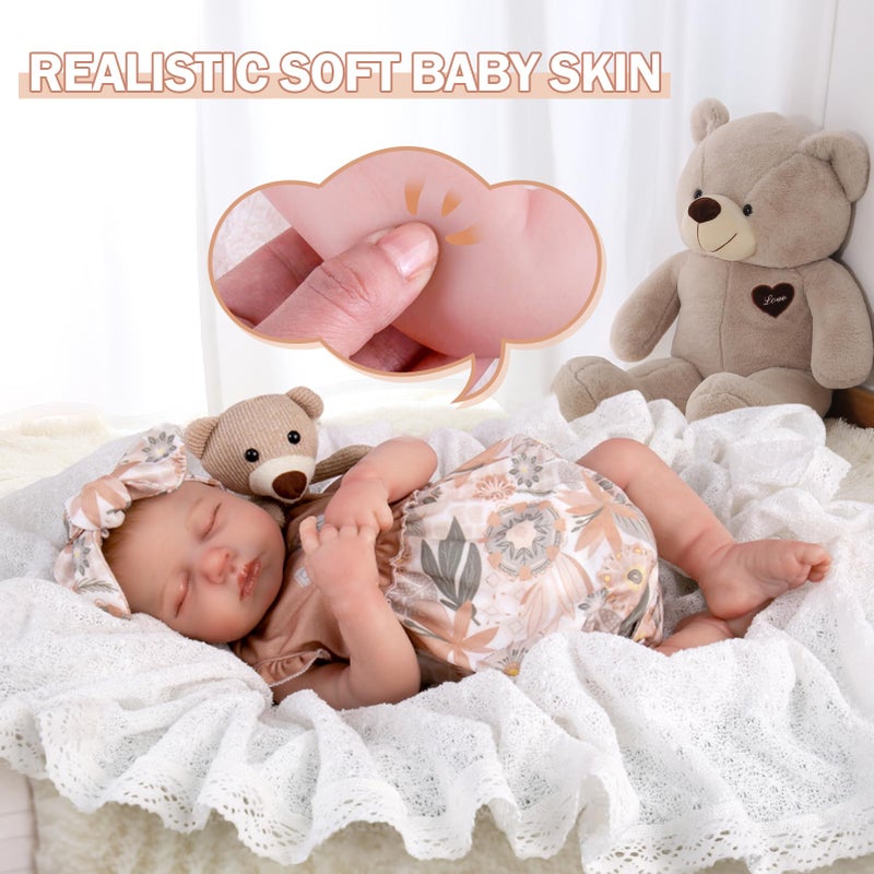 Aori Lifelike Reborn Baby Dolls - Realistic 20-Inch Newborn Real Life Baby Girl Doll with Poseable Limbs and Feeding Kit  Set for Kids 3+ - Image 3