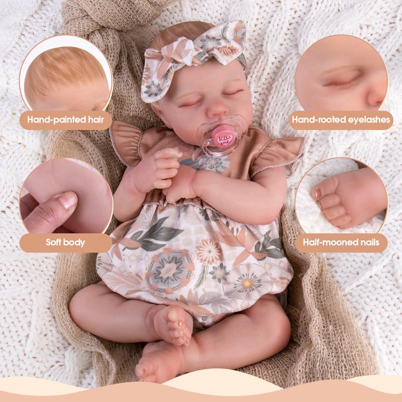 Aori Lifelike Reborn Baby Dolls - Realistic 20-Inch Newborn Real Life Baby Girl Doll with Poseable Limbs and Feeding Kit  Set for Kids 3+ - Image 5