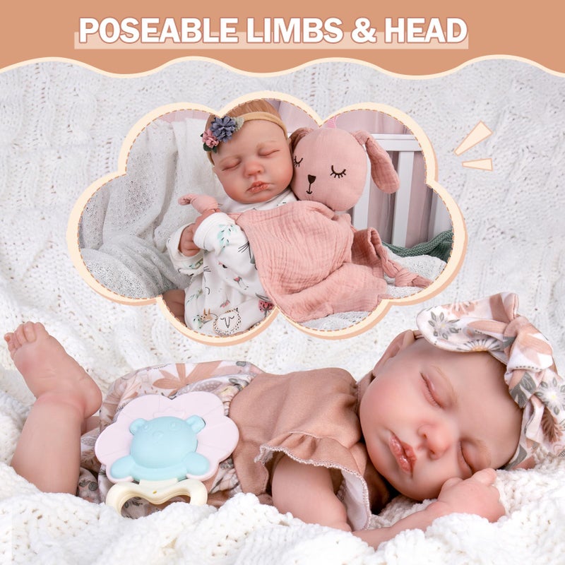 Aori Lifelike Reborn Baby Dolls - Realistic 20-Inch Newborn Real Life Baby Girl Doll with Poseable Limbs and Feeding Kit  Set for Kids 3+ - Image 4