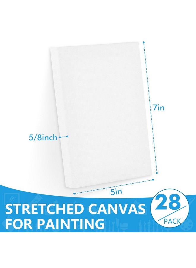 ESRICH Stretched Canvas for Painting 5x7, 28 Pack Small Canvases for Painting 5/8" Profile Primed Acid-Free Blank Painting Canvas for Kids & Artists for Decorations, Painting Parties. - Image 2