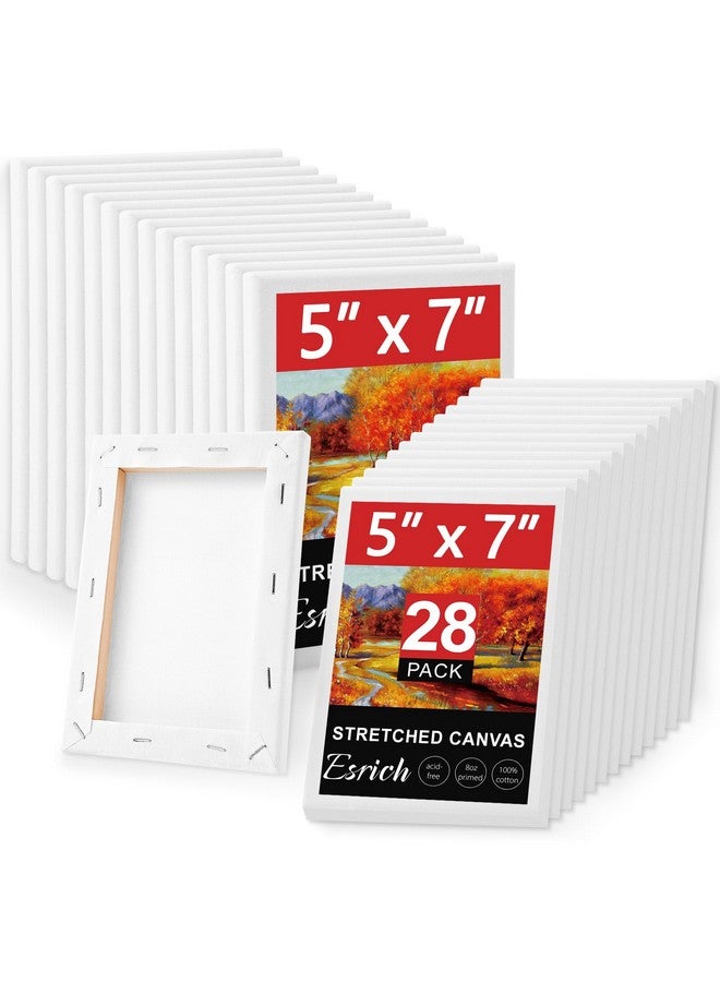 ESRICH Stretched Canvas for Painting 5x7, 28 Pack Small Canvases for Painting 5/8" Profile Primed Acid-Free Blank Painting Canvas for Kids & Artists for Decorations, Painting Parties. - Image 1