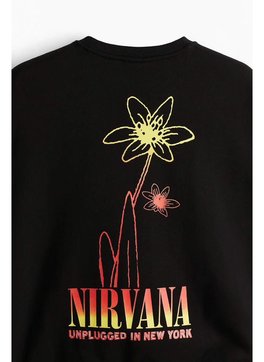 H&M Relaxed Fit Nirvana Printed Sweatshirt