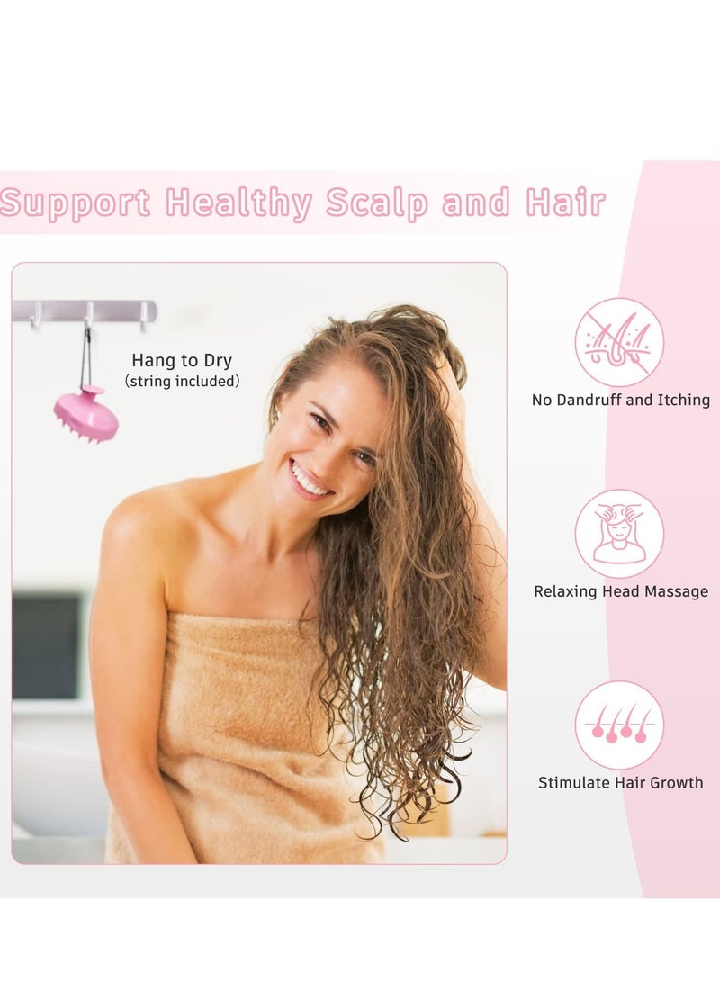 Y&D Hair Scalp Massager Shampoo Brush, FReatech Massage Brush for Care Cleaning Shower, Soft Silicone Comb Men, Women, Kids and Pets - Pink  - Image 3