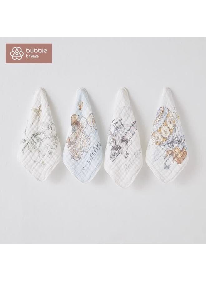 Bubble Tree Baby Drool Bib, Newborn Six-layer Pure Cotton Ultra-soft Small Square Towel, Infant-specific Face Wipes, Pack Of 4 - Image 1
